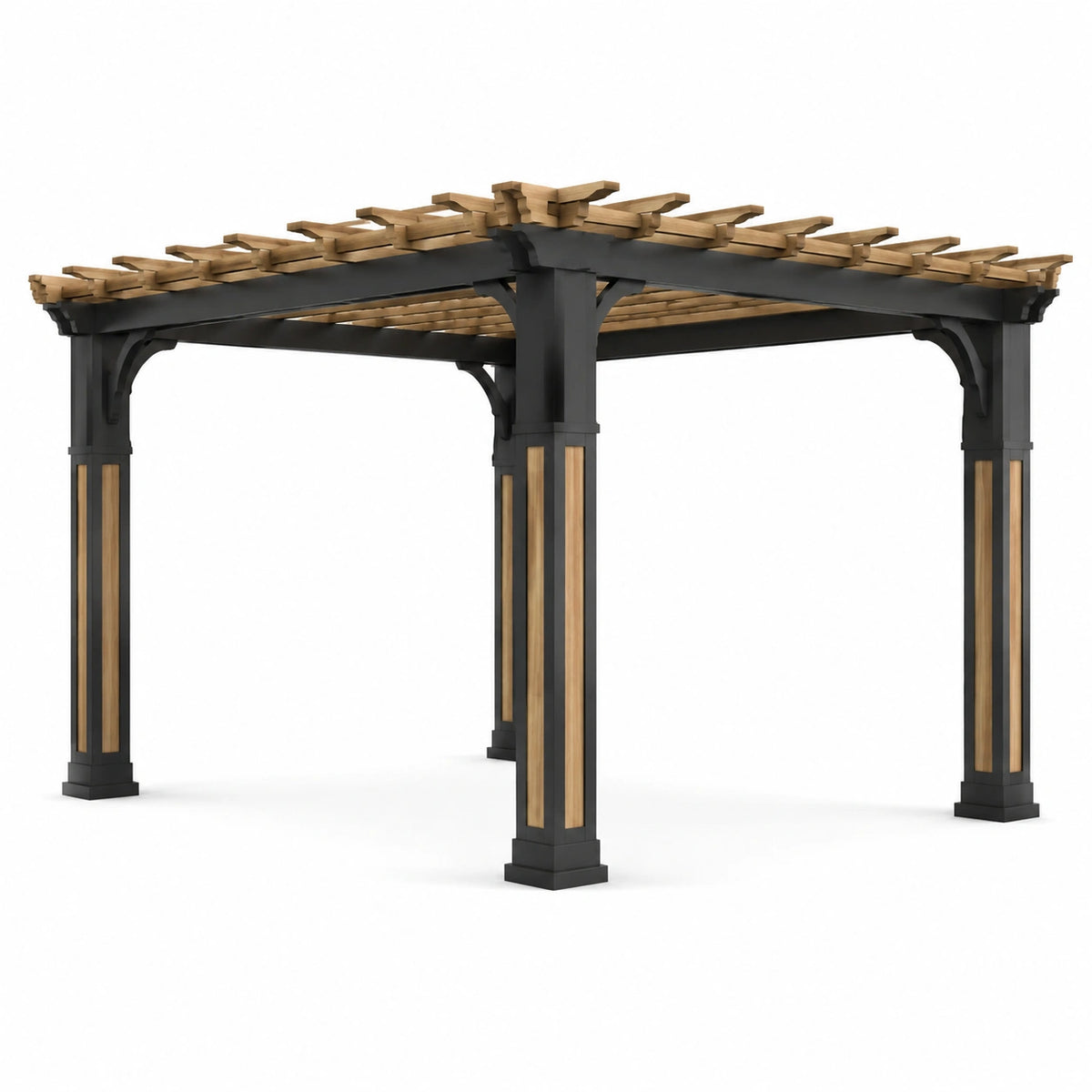 Pérgola de acero y madera tratada 300x300x250 cm