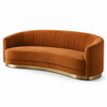 Sofá Curvo de Terciopelo con Base Metálica 220x90x85 cm