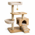 Árbol Rascador para Gatos de Madera y Sisal Beige con Plataformas