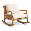 Mecedora de madera y cuerda con cojines de poliéster beige