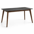 Mesa rectangular de cerámica y patas de madera de nogal 150x90x75 cm