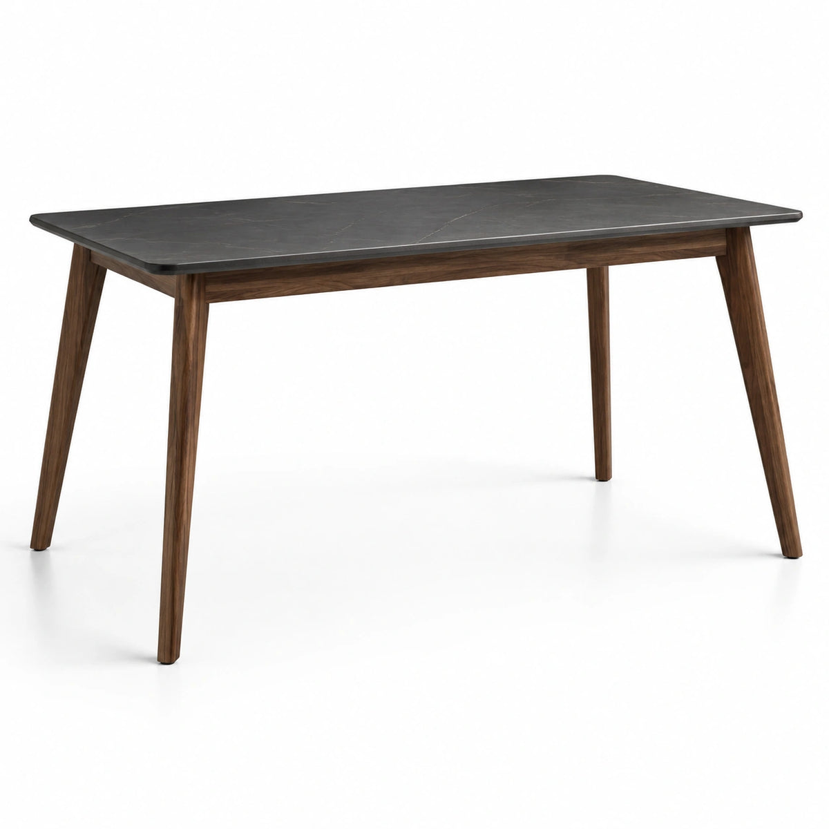 Mesa rectangular de cerámica y patas de madera de nogal 150x90x75 cm